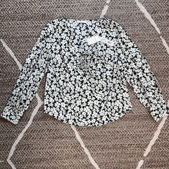 Rebecca Taylor Paige Fleur Drawstring Long Sleeve Blouse Sz 8 - Picture 4 of 11